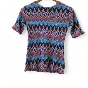 Colorful Patterned Short Sleeve Top